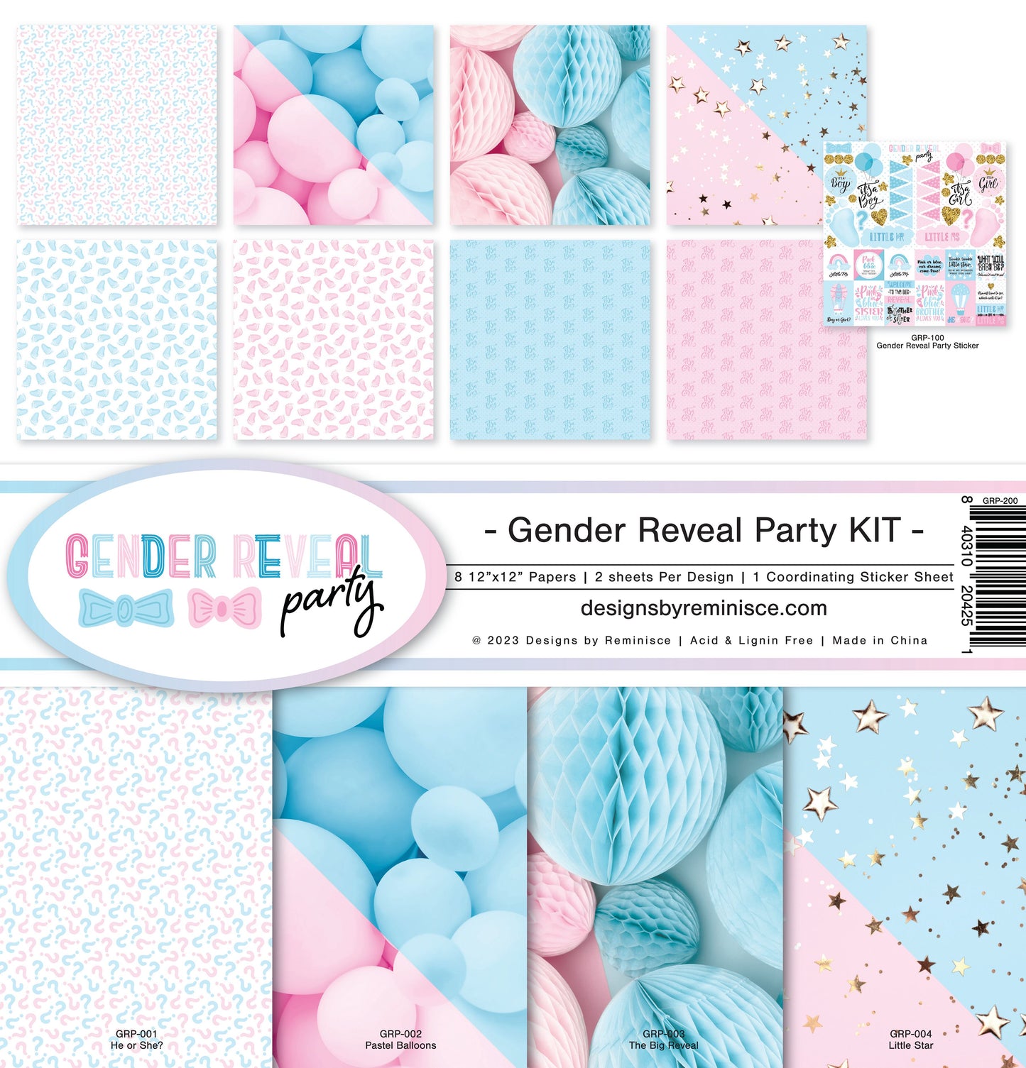 Reminisce Gender Reveal Party Collection Kit