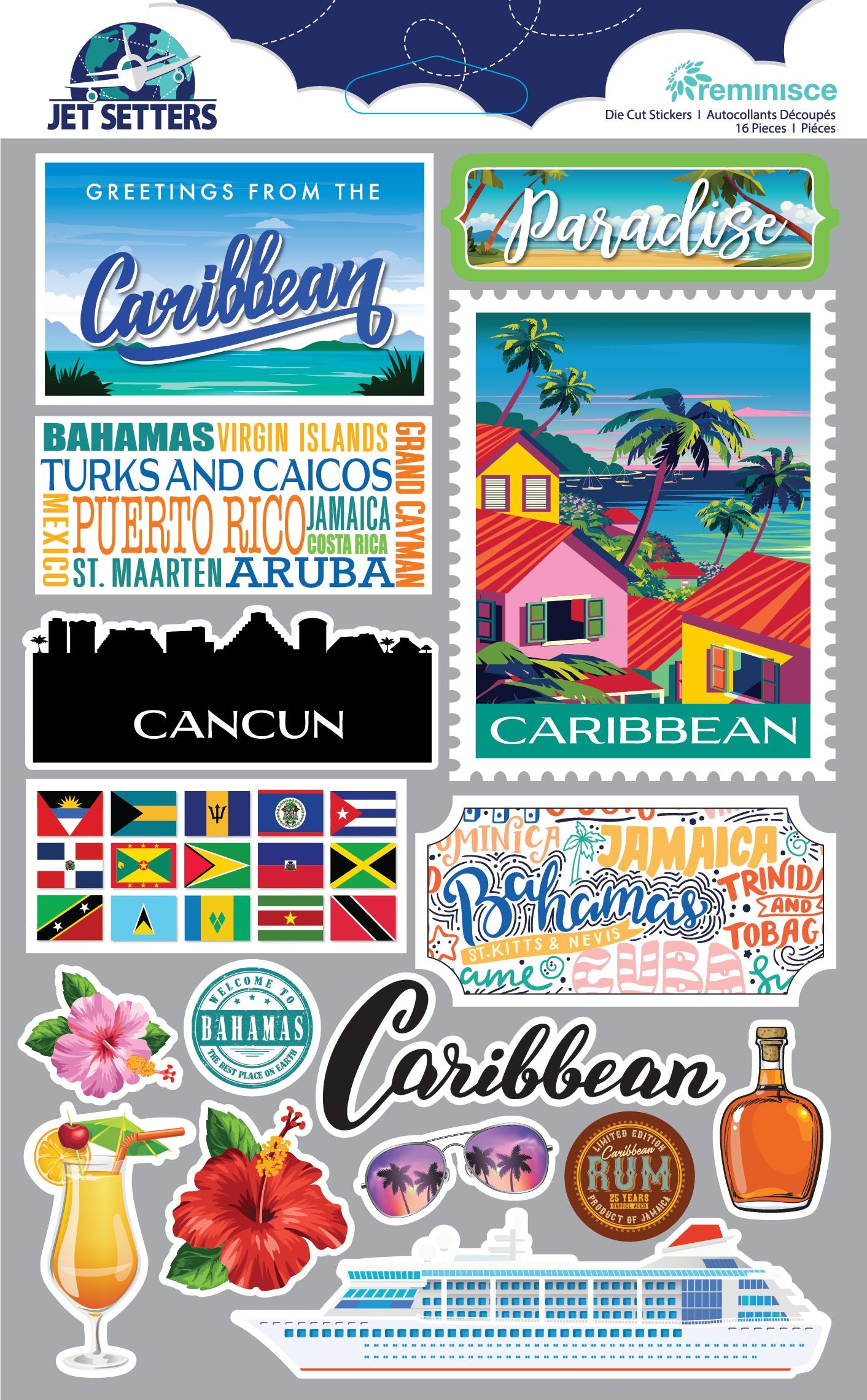 Reminisce Caribbean 3D Jetsetters Stickers