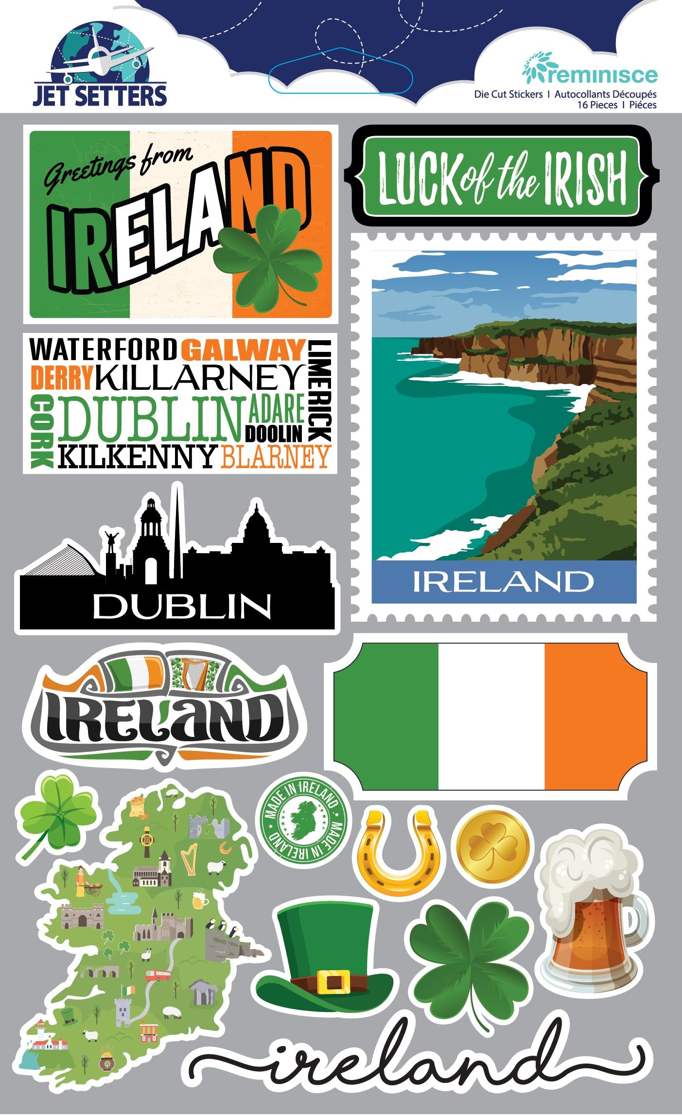 Reminisce Ireland 3D Jetsetters Stickers