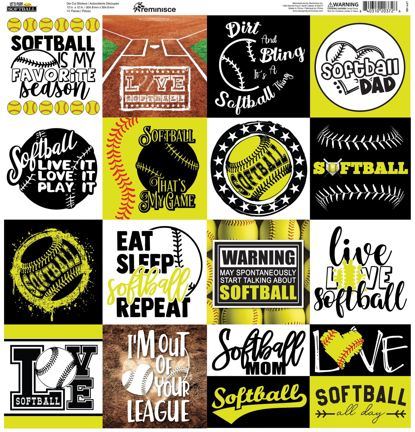 Reminisce Let's Play Softball 12x12 Sticker