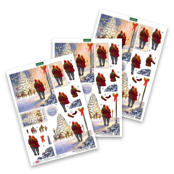Katy Sue Designs Die Cut Decoupage: A Christmas Walk, pack of 3
