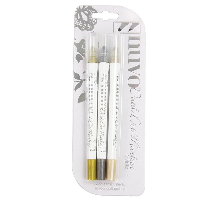 Nuvo Metallic Dual Tip Dot Markers 3/Pkg-Assorted