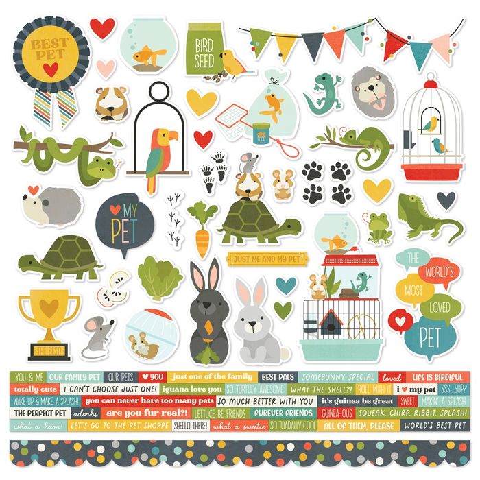 Simple Stories Pet Shoppe Cardstock Stickers 12"X12"-Combo