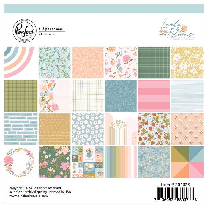 Pinkfresh Studio Double-Sided Paper Pack 6"X6" 24/Pkg-Lovely Blooms