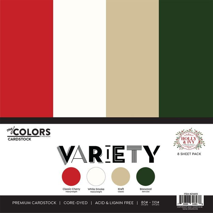 PhotoPlay Cardstock Variety Pack 8/Pkg-Holly And Ivy