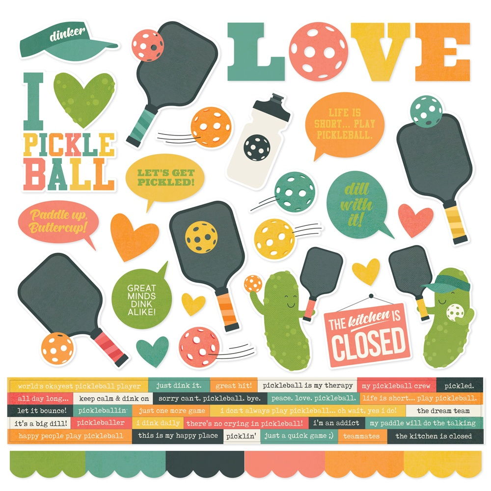 Simple Stories PickleballCardstock Stickers