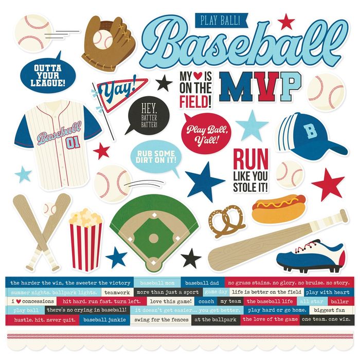 Simple Stories Baseball Double-Sided Cardstock 12"X12"-12"X12"