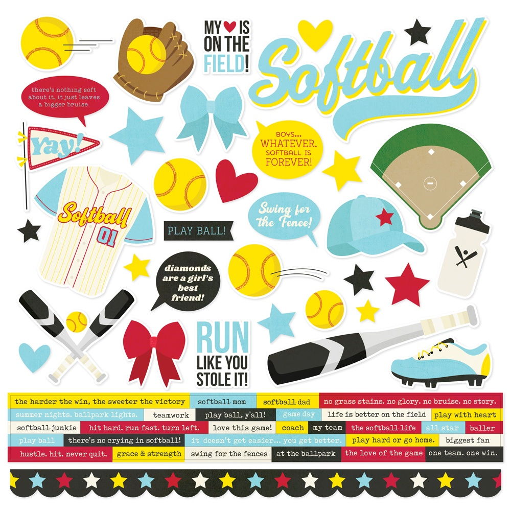 Simple Stories Softball  Cardstock Stickers