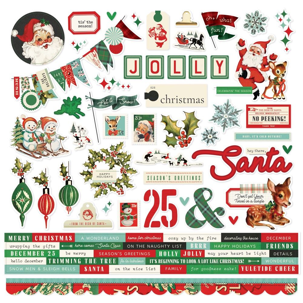 Simple Stories Simple Vintage Holly Jolly 12"X12" Cardstock Stickers