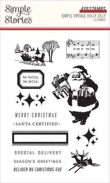 Simple Vintage Holly Jolly Clear Stamps-Photopolymer