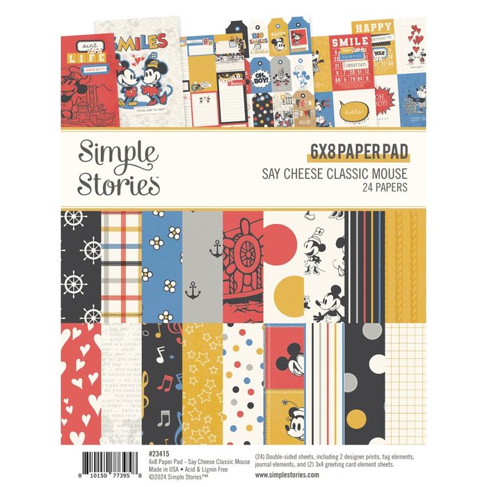 Simple Stories Double-Sided Paper Pad 6"X8" 24/Pkg-Say Cheese Classic Mouse