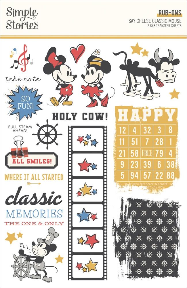 Simple Stories Say Cheese Classic Mouse 6"X8" Rub-Ons