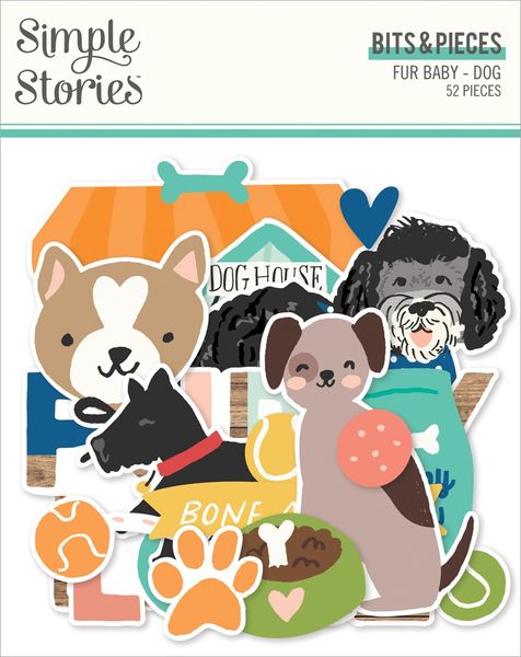 Simple Stories Fur Baby Dog Bits & Pieces, 52/Pkg