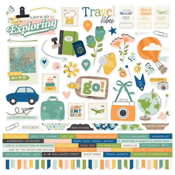 Simple Stories Happy Travels 12"X12" Cardstock Stickers