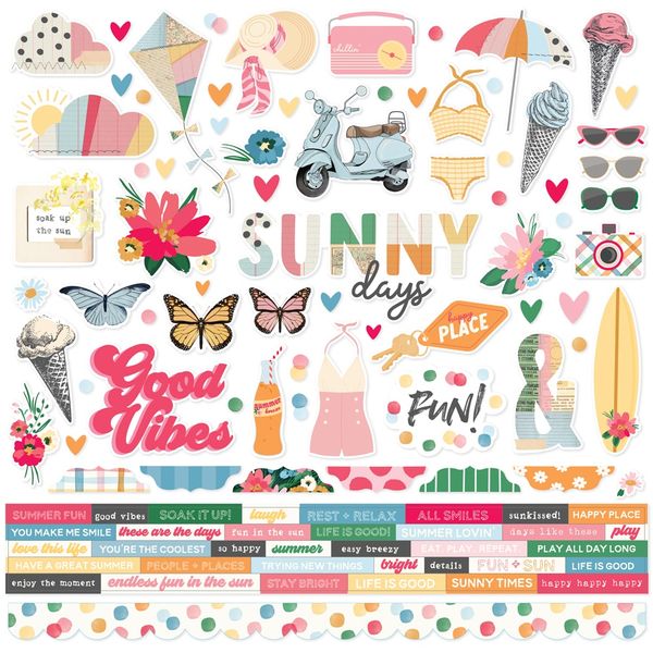 Simple Stories Sunny Days 12"X12" Cardstock Stickers