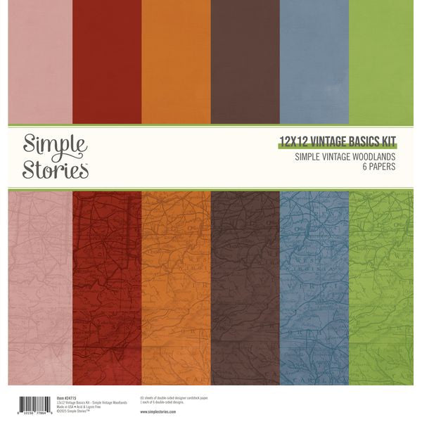 Simple Stories Simple Vintage Woodlands 12"x12" Vintage Basics Kit