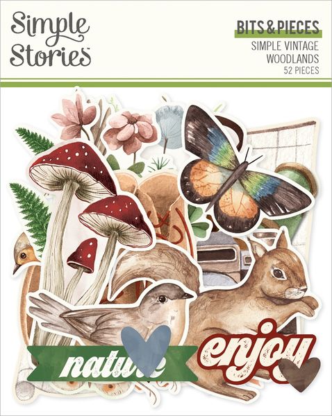 Simple Vintage Woodlands Bits & Pieces, 52/Pkg
