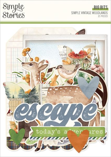 Simple Vintage Woodlands Big Bits & Pieces, 21/Pkg