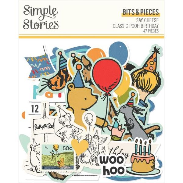 Simple Stories Say Cheese Classic Pooh Birthday Bits & Pieces Die-Cuts