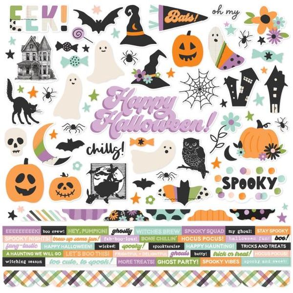 Simple Stories Spooky Things Cardstock Stickers, 12"x12"