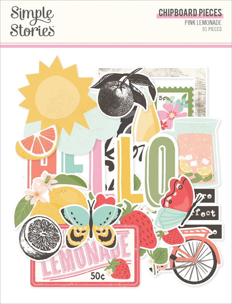 Simple Stories Chipboard-Pink Lemonade