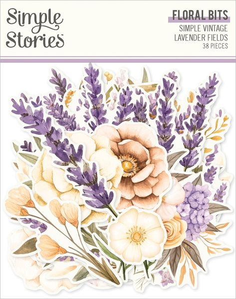 Simple Stories Floral Bits & Pieces Die Cuts-Simple Vintage Lavender Fields