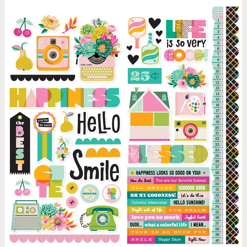 Simple Stories Icon Cardstock Stickers 12"X12"-Color Me Happy