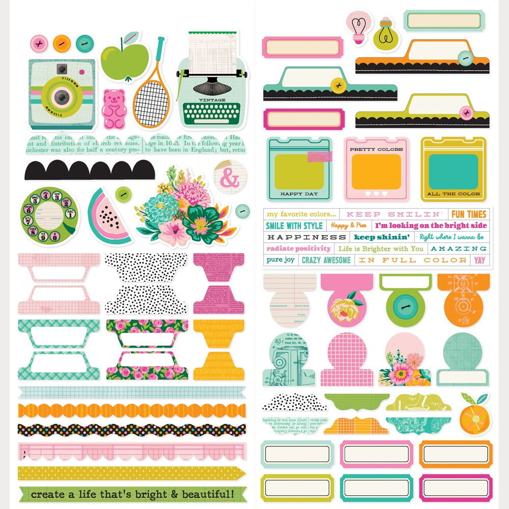 Simple Stories Basics Cardstock Stickers 12"X12"-Color Me Happy