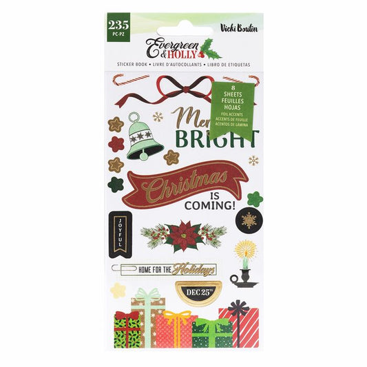 AC -Vicki Boutin Evergreen & Holly Sticker Book-W/Gold Foil Accents 235/Pkg