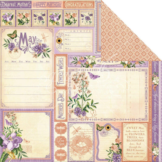 Graphic 45 Time to Flourish:  May Cut Apart 12x12 DS Paper (1 Sheet)