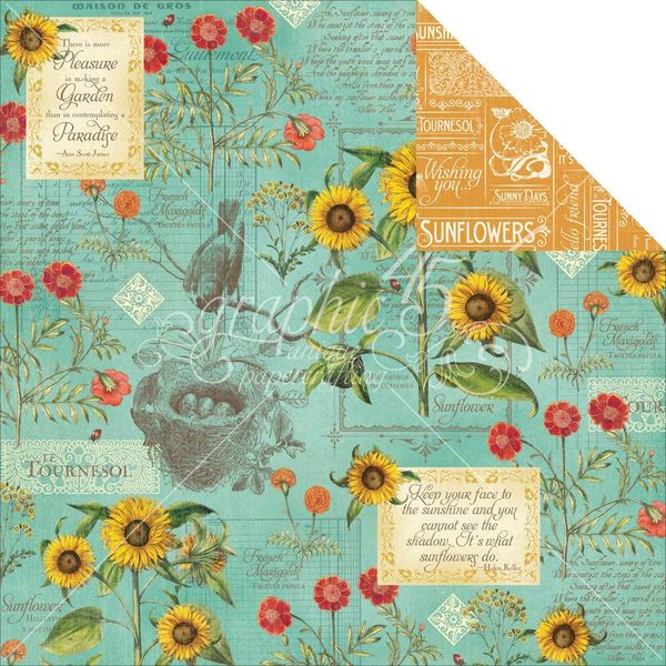 Graphic 45 Time to Flourish: August Flourish 12x12 DS Paper (1 Sheet)