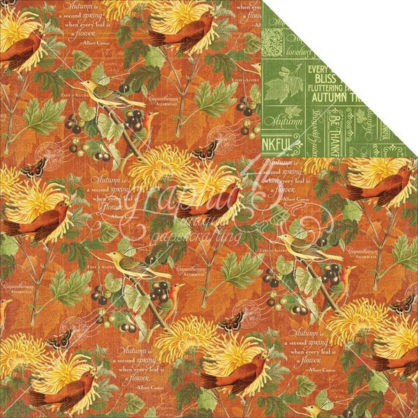 Graphic 45 Time to Flourish:  November Flourish 12x12 DS Paper (1 Sheet)