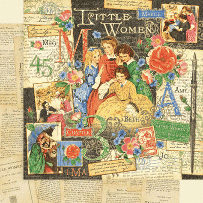 Graphic 45 Little Women: Little Women 12x12 DS Paper (1 Sheet)