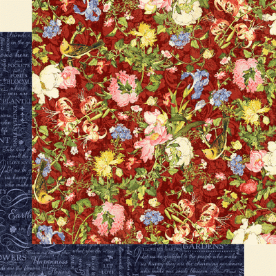 Graphic 45 Floral Shoppe: Scarlet Serenity 12x12 DS Paper (1 Sheet)