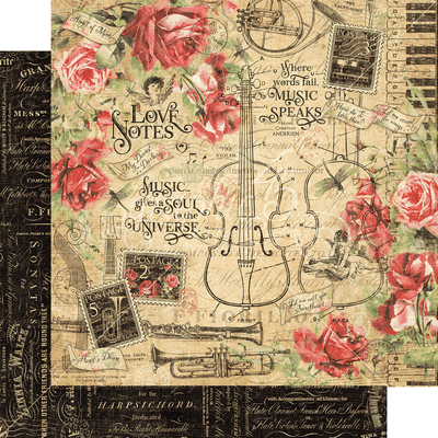 Graphic 45 Love Notes: Love Notes 12x12 DS Paper (1 Sheet)