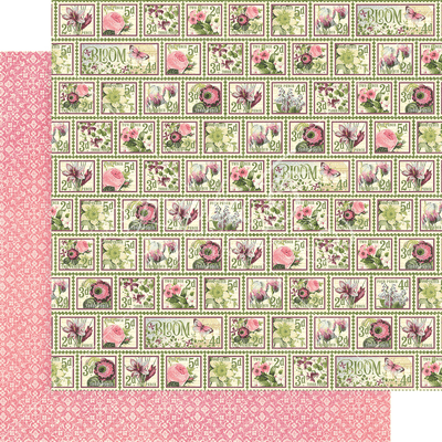 Graphic 45 Bloom: Petal Postage 12x12 DS Paper (1 Sheet)
