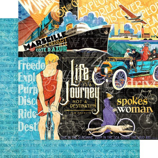 Graphic 45 Life's A Journey: Graphic 45 Life's A Journey 12x12 DS Paper