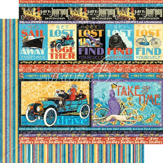 Graphic 45 Life's A Journey: Get Lost 12x12 DS Paper (1 Sheet)