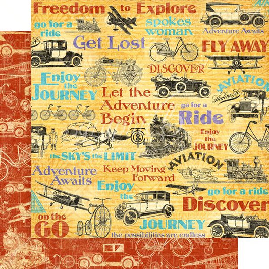 Graphic 45 Life's A Journey: Fly Away 12x12 DS Paper (1 Sheet)