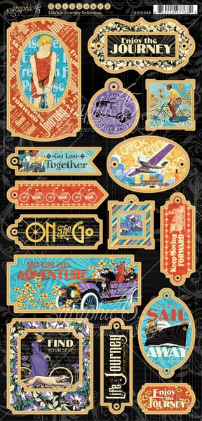Graphic 45 Life's a Journey Chipboard