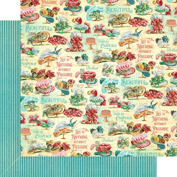 Graphic 45 Ephemera Queen: Le Chapeaux 12x12 DS Paper (1 Sheet)
