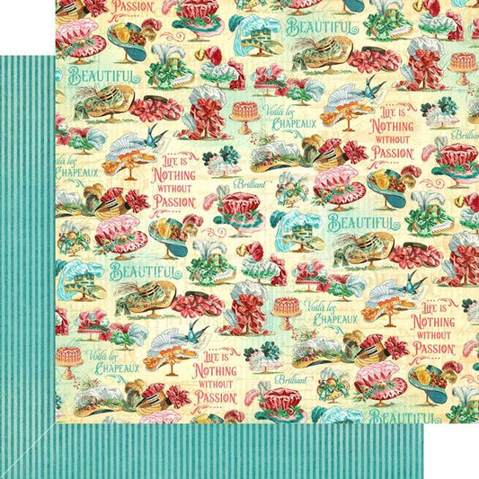 Graphic 45 Ephemera Queen: Le Chapeaux 12x12 DS Paper (1 Sheet)