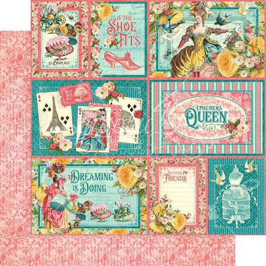 Graphic 45 Ephemera Queen: If the Shoe Fit 12x12 DS Paper (1 Sheet)