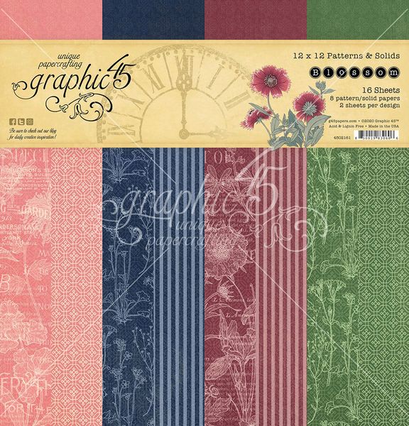 Graphic 45 Blossom 12x12 Patterns & Solids Collection Pack