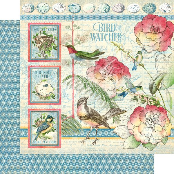 Graphic 45 Bird Watcher: Bird Watcher 12x12 DS Paper (1 Sheet)