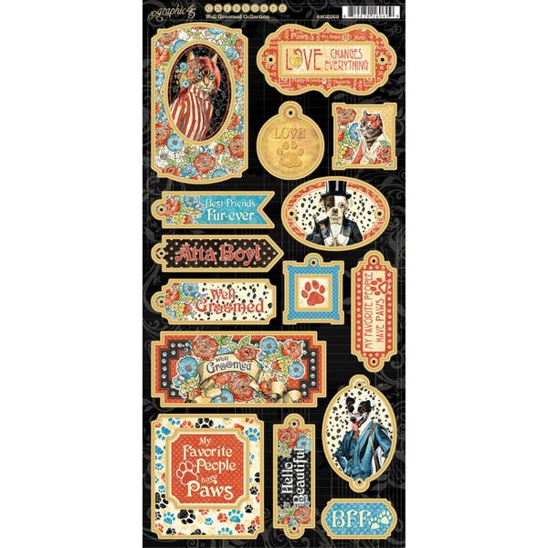 Graphic 45 Well Groomed: Chipboard