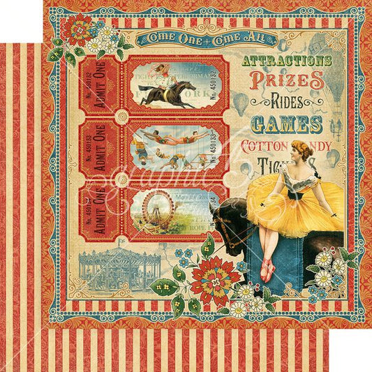Graphic 45 Come One, Come All: Come One, Come All 12x12 DS Paper (1 Sheet)