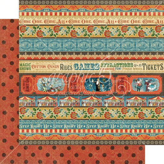 Graphic 45 Come One, Come All:Get Your Ticket 12x12 DS Paper (1 Sheet)