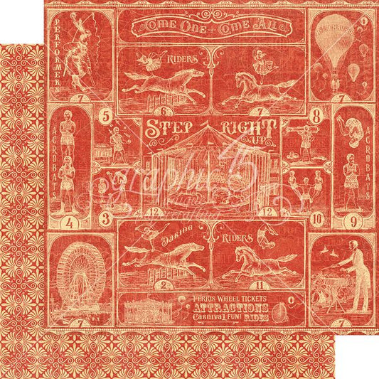 Graphic 45 Come One, Graphic 45 Come All: Step Right 12x12 DS Paper (1 Sheet)