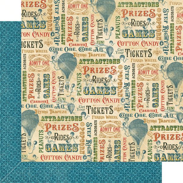 Graphic 45 Come one, Come all: Fun "n Games 12x12 DS Paper (1 Sheet)